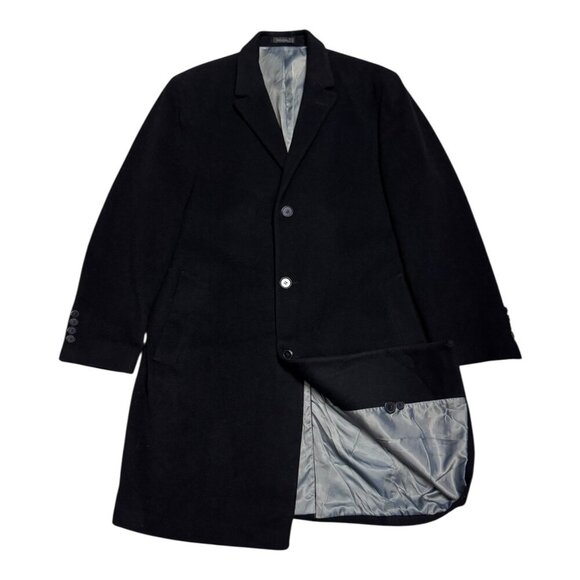 CALVIN KLEIN Wool & Cashmere Luxury Winter Casual Long Trench Pea Coat Men Large - Picture 1 of 7